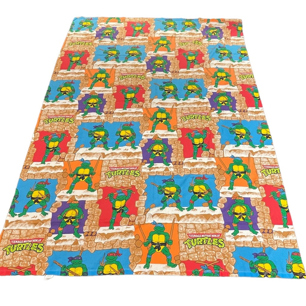 🌸 - Vintage TMNT 1988 Twin flat Sheet only Mirage‎ Studios